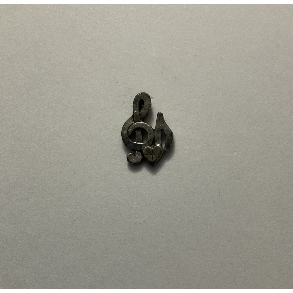 Vintage Music Note Clef Heart Cross Silver Tone BSD Lapel Pin Hat Pinback